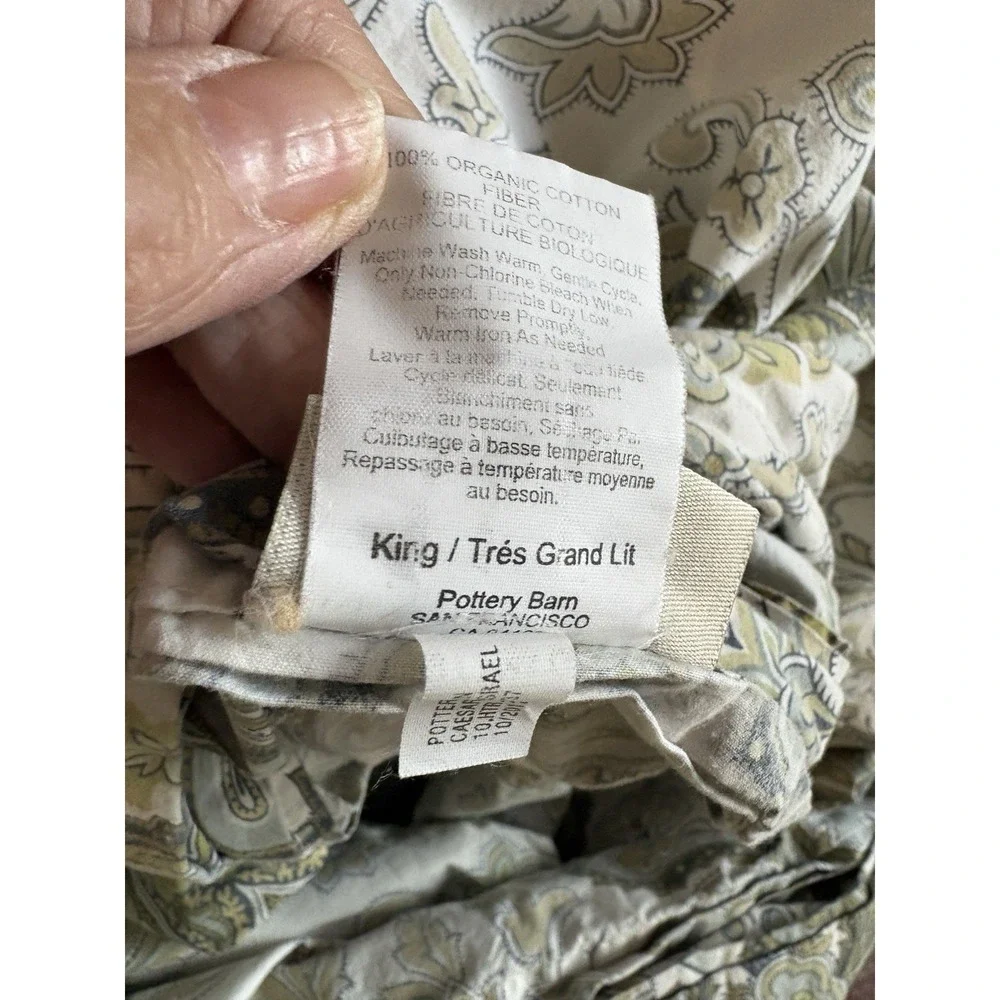 Pottery Barn KING duvet  Paisley 2 EURO ‎ Size Pillow Shams  Case Blue/Green